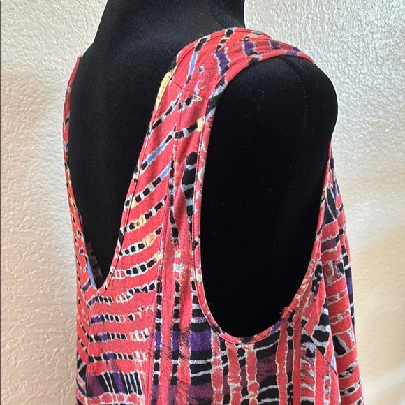 Free People Day Dreamer Chiffon Trim Asymmetrical Geometric Flowy Tank Top 0052 - Picture 5 of 8